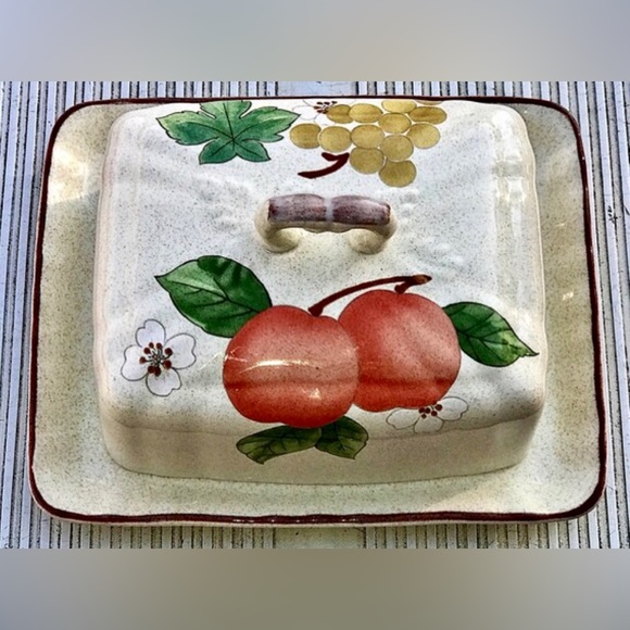 Vintage Retired Discontinued MIKASA FRUIT PANORAMA Lidded Butter Dish - Picture 2 of 10